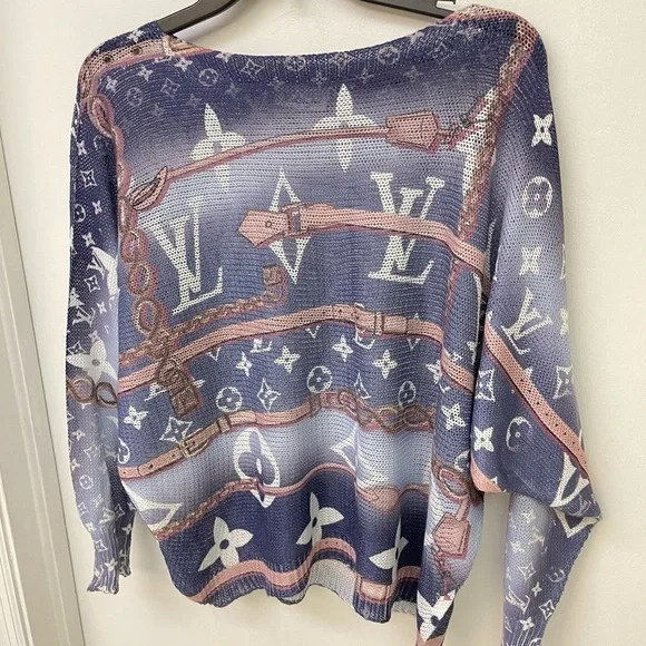 LV Designer Patterned Women's Top - Purple and Pink Size 3 - Picture 2 of 4